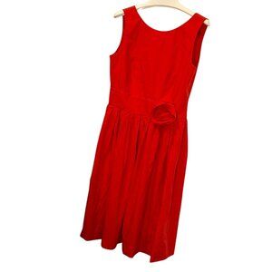 Paule Ka red cotton floral detail 50s style shift dress 40 S